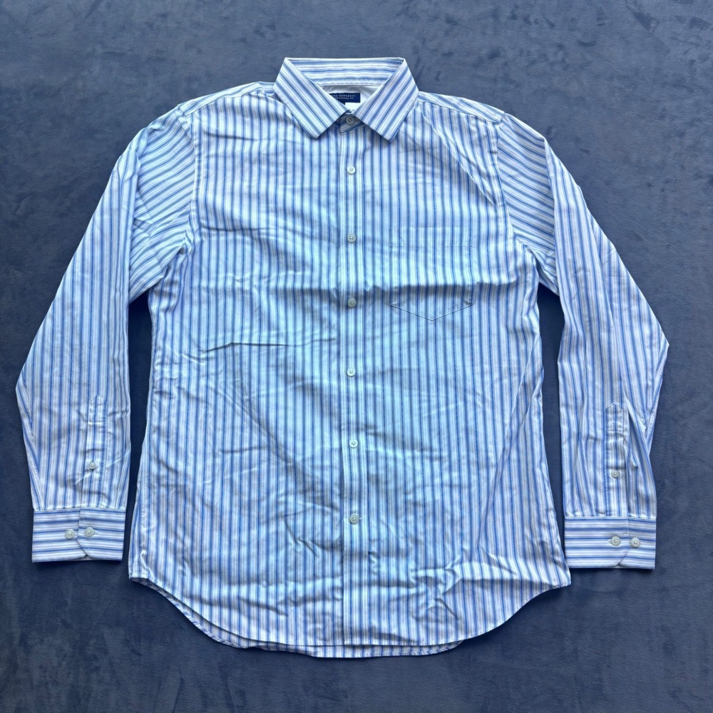 Banana Republic Non-Iron Classic Fit Blue Stripe Button Down Shirt M 15-15.5
